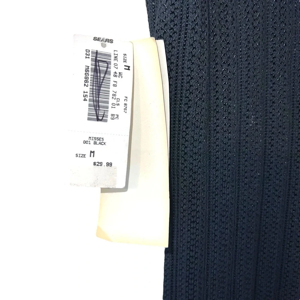 Vintage 90s Facets by mirrors black button down knit ribbed bodycon maxi dress - Picture 6 of 9